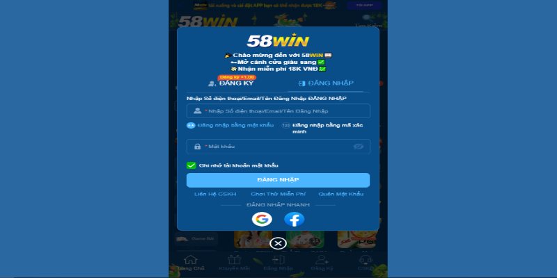 Đăng nhập 58Win nhanh chóng an toàn với hướng dẫn chi tiết