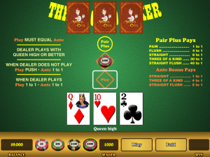 Thứ hạng tay bài trong Three Card Poker